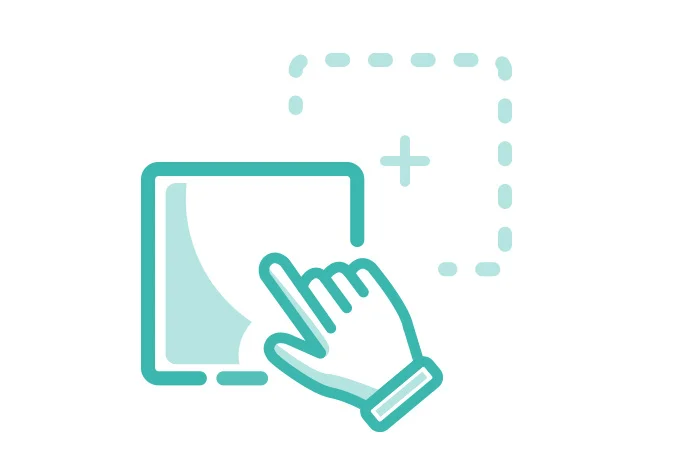 Icon representing a drag and drop system, hand that moves an element
